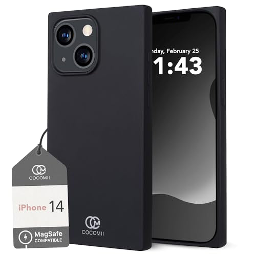 COCOMII Rectangle for iPhone 14/iPhone 13 Case, Matte Black Silicone | Compatible with MagSafe Wireless Charging, Shockproof 10ft Drop Protection, Camera & Screen Protection, Premium Glossy Finish - color: Matte Black Silicone, size: iPhone 14/iPhone 13 (