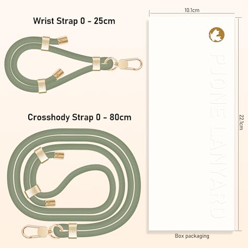 UKON Cell Phone Lanyard,Crossbody Lanyard and Wrist Strap Premium Metal Buckle Phone Charms with 2 X Strap Patch Compatible with All Smartphone(Green) - color: Green