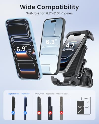 LOXP Anti-Shake Motorcycle Phone Mount with 2026 Dual Vibration Dampener - color: Black