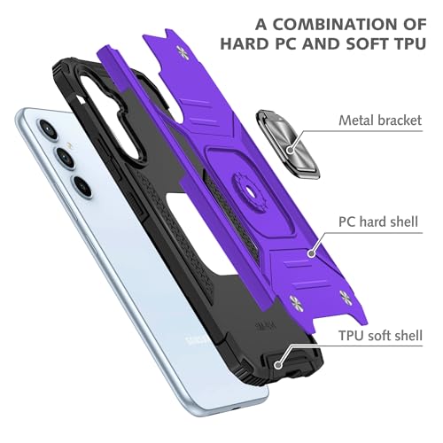 for Samsung S23 FE Case: S23 FE Case with Screen Protector: (Heavy Duty) Military Grade 360° Rotatable Kickstand Shockproof Protective Cases for Samsung Galaxy S23 FE (Purple) - color: Samsung S23 FE Case Purple
