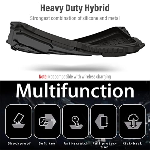 Armor Phone Case for iPhone 16 Pro Max Military Grade Cover 360 Full Protection Heavy Duty Hybrid Metal Bumper Built-in Silicone Shockproof with Screen Protector - Black | Armor Heavy Duty, Full Body Cover, Aluminium Bumper, Built-in Silicone Shockproof D