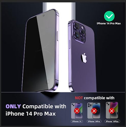 Ruwa Privacy Screen Protector for iPhone 14 Pro Max [3-Pack] [6.7 Inch] Display Tempered Glass Film with Easy Installation Alignment Frame, 9H Hardness, Scratch Resistant, Case Friendly, Full Coverage - size: for iPhone 14 Pro Max-6.7 inch 3-Pack