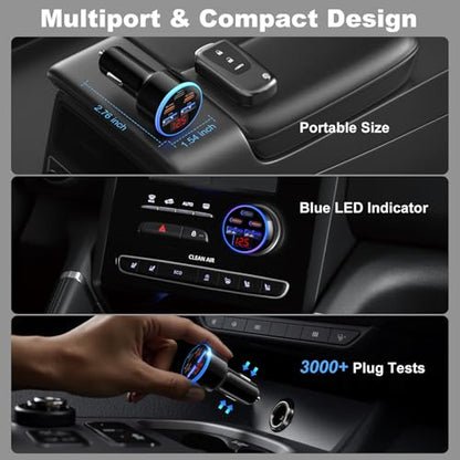 OKRAY 90W 5-Port USB C Car Charger, Dual PD30W USB-C Super Fast Charging - size: 3 Pack