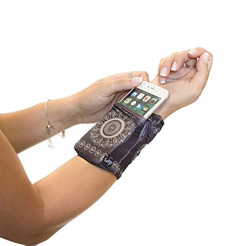 Sprigs Wrist Wallet Running Wristband Pocket for Keys Cards Cash ID Phone - color: Batik Slate