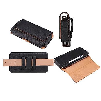 Phone Holster for Samsung Galaxy A17 A16 A15 A25 A35 A55 A57, S26 Ultra, S25 S24 S23 S22 Ultra Plus FE/iPhone 16 Pro Max/Moto G Power Cell Phone Pouch Case with Belt Clip Loop Card Holder (Black) - color: Black - Horizontal