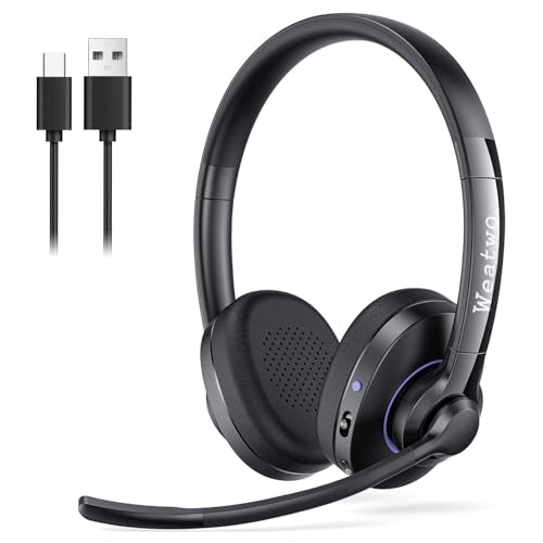 Wireless Bluetooth Headset with CVC8.0 Noise-Cancelling Mic for Work