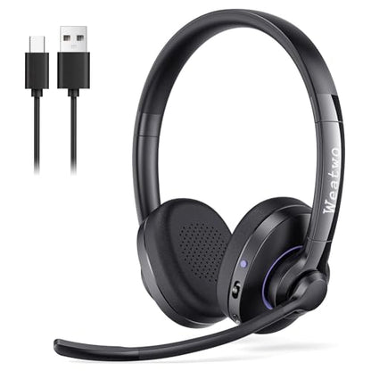 Wireless Bluetooth Headset with CVC8.0 Noise-Cancelling Mic for Work