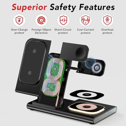 Wireless Charger for Samsung Charging Station, Foldable & Nightlight - color: black