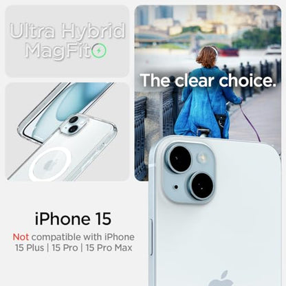 Spigen for iPhone 15/14/13 Case, Ultra Hybrid MagFit [Anti-Yellowing] [Compatible with Magsafe] - Clear - color: Clear, size: iPhone 15 / 14 / 13