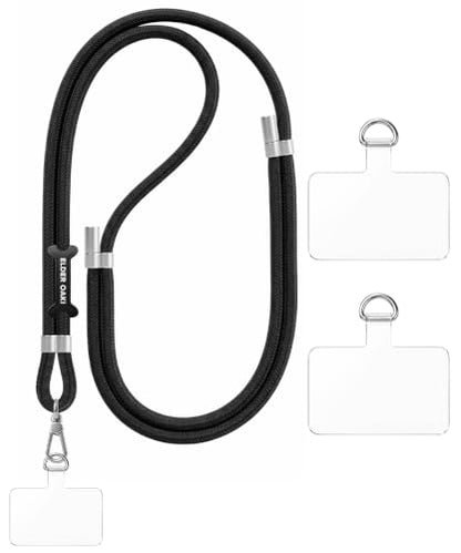Phone Lanyard Crossbody with 2TPU Tabs - color: Black