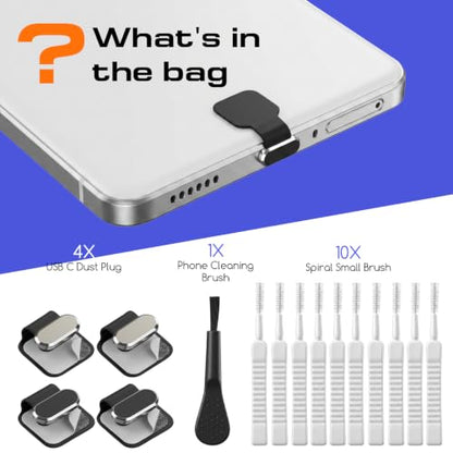 4 Pack USB-C Dust Plug Cover, Anti-Lost Aluminum Alloy Charging Port Covers