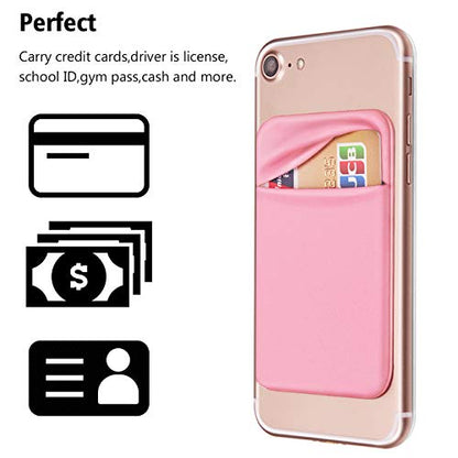 OBVIS Cell Phone Card Holder Stick On Wallet Sleeve, Pink, 2 Pack - color: Pink