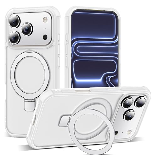 SKYLMW Compatible with iPhone 17 Pro Case with Stand,Translucent | iPhone 17 Pro Phone Case 6.3",Magnetic Ring Stand,Compatible with MagSafe,Military-Grade Protection,Great Grip Feeling - color: Translucent, size: Iphone 17 Pro