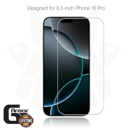 2 Pack Glass Screen Protector for iPhone 16 Pro | 9H Premium Tempered Glass, Lifetime Replacement, Ultra Clear, Scratch Resistant, Phone Case Compatible, Screen Saver - size: iPhone 16 Pro