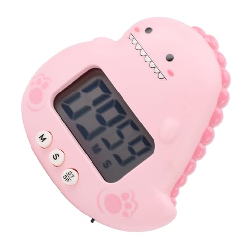 Kids Timer, Cute Dinosaur Shape Digital Countdown Timer with Large LCD Display Magnetic Back Foldable Stand for Children Teachers Parents Pink - color: Pink