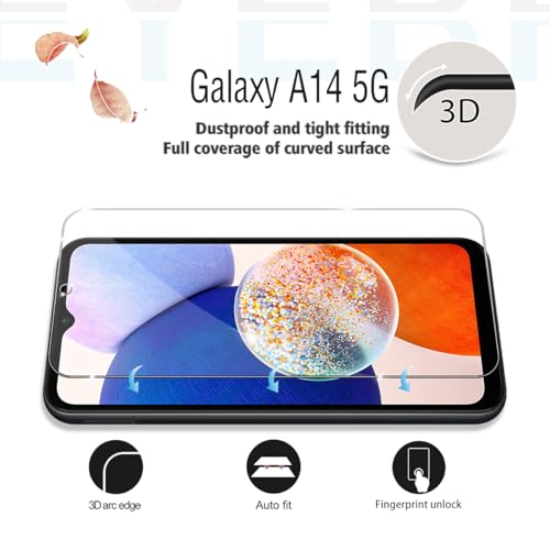 Galaxy A14 HD Clear Tempered Glass Screen Protector + Camera Lens Protectors, [2+2 Pack] [3D Glass] [Anti-Glare] [Bubble-Free] Screen Protector Glass For Samsung Galaxy A14 - size: Galaxy A14
