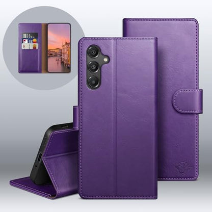 Wallet Case for Samsung Galaxy A16 5G, Purple | RFID-Blocking Card Holder, Kickstand, Magnetic Closure, PU Leather Folio Flip Cover, Protective Women Men Cases - color: Purple, size: SamsungGalaxy A16