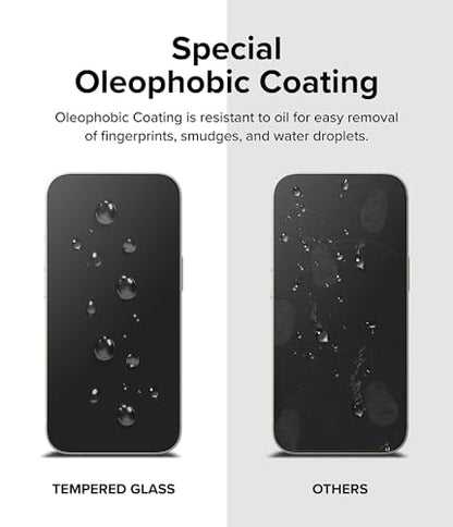 Ringke for iPhone 15 Screen Protector [Full Cover Glass] | Custom-Fit Installation Tool, Case Friendly Shatterproof Premium 9H Hardness Tempered Glass - size: iPhone 15