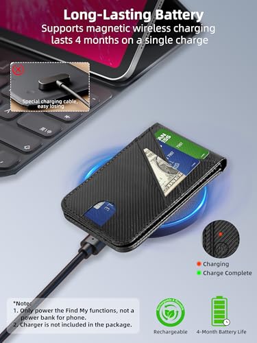 for Magsafe Wallet Stand Tracker (iOS Only) Magnetic Card Holder Finder - color: Carbon Fiber Find My