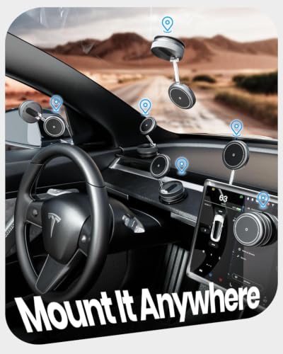 2026 Upgraded 360° Vacuum Magnetic Car Phone Holder for Magsafe [96+LBS Strongest Suction & 2800gf Strongest Magnetic], Adjustable Car Phone Mount for Your Car/Gym/Mirror/Shower for iPhone & Android