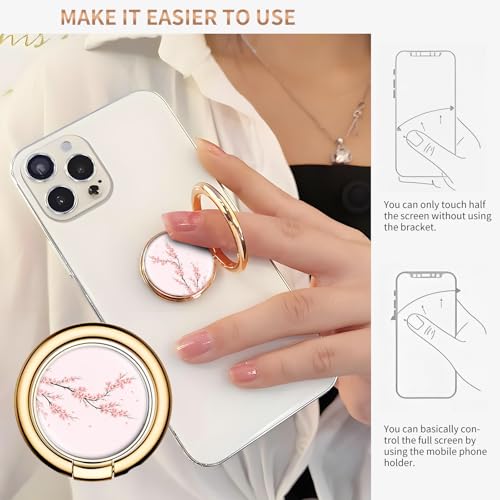 Cell Phone Ring Holder, Cute Metal Phone Grip Stand Finger Ring Kickstand, Flexible 360°Rotation Phone Tablet Case Accessories Compatible with Most Phones Cherry Blossom Branch - color: Cherry Blossom Branch