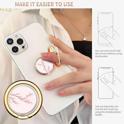 Cell Phone Ring Holder, Cute Metal Phone Grip Stand Finger Ring Kickstand, Flexible 360°Rotation Phone Tablet Case Accessories Compatible with Most Phones Cherry Blossom Branch - color: Cherry Blossom Branch