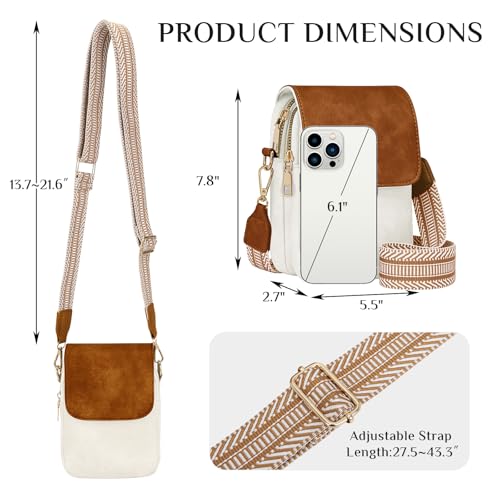 Fashion Small Crossbody Bags for Women Trendy Designer Cell Phone Purses | Adjustable Straps,with Card Holder,Detachable Wristlet Strap,small Cross Body Bag for Woman,Mini Bags,Travel Purse,Work,Gym - color: Whitebrown