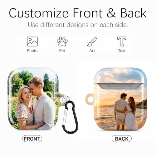 Custom Photo Case Compatible with AirPods 1st & 2nd Generation, Personalized Picture Text Name Hard PC Cover, 360° Full-Wrap Glossy Protective Shell with Keychain & Cleaning Pen, Wireless Charging - size: AirPods 1/2
