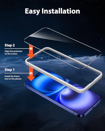 Mkeke 3 Pack Screen Protector for iPhone 16/ iPhone 15 6.1" | [9H+ Tempered Glass] [Easy Installation Frame][Military-Grade Drop Protection] HD Clear, Anti-Scratch, Bubble Free - size: for iPhone 16/15 6.1“
