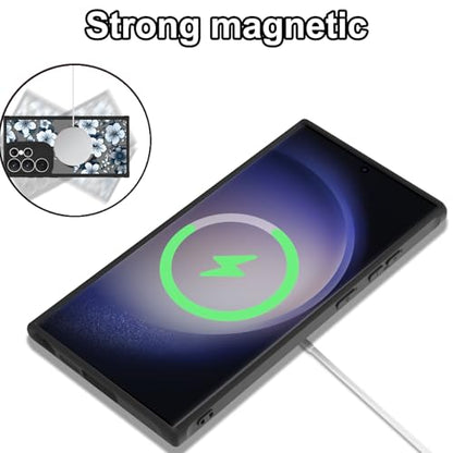 Magnetic for Samsung Galaxy S23 Ultra Case,White Flower | Compatible with MagSafe,Cute Fashion Translucent Matte Hard Back Shockproof Anti-Scratch Phone Case-Ink Flower - color: Ink Flower, size: Samsung Galaxy S23 Ultra