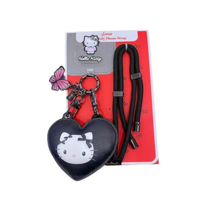 Sonix x Sanrio | Crossbody Phone Strap with Charms | Adjustable, Universal Cell Phone Rope Strap Lanyard | Black Cord | Hello Kitty Butterfly Bows - color: Hello Kitty Butterfly Bows
