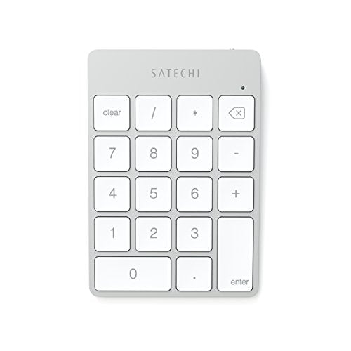 Satechi Slim Aluminum Bluetooth Keypad, 18-Key Number Pad, Silver - color: Silver, size: Micro USB