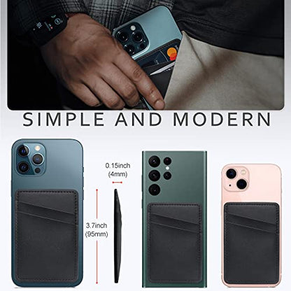 Limvory Leather Phone Wallet, Stick On Credit Card Holder for Phone Case - color: Black