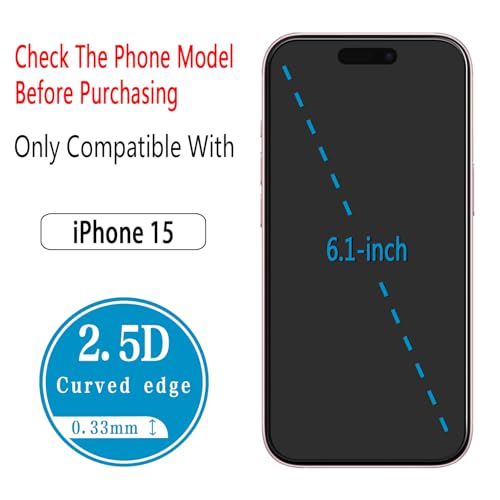 2+2 Pack Screen Protector for iPhone 15 6.1 inch Tempered Glass - size: (Standard)iPhone 15 6.1 Inch