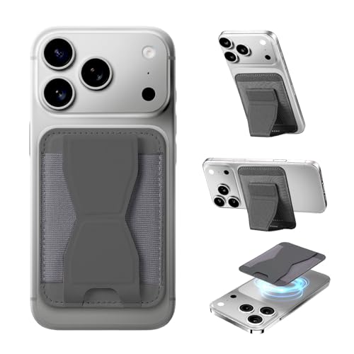 for MagSafe Wallet with Stand Grip, 5 Card Holder for iPhone Gray - color: Gray