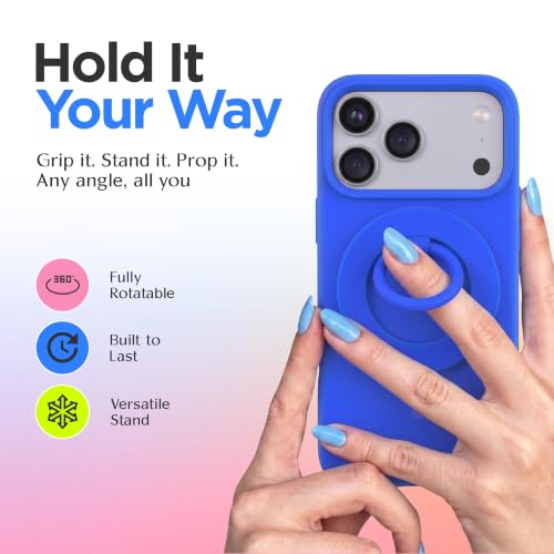 FELONY CASE - Blue Ring Grip and Stand - Version 2.0 - Improved Stronger Magnet, Magnetic Phone Ring Holder for MagSafe Compatible iPhone 17, 16, 15, 14, 13, 12, Pro, Pro Max - Drop Protection - color: Blue