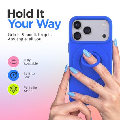 FELONY CASE - Blue Ring Grip and Stand - Version 2.0 - Improved Stronger Magnet, Magnetic Phone Ring Holder for MagSafe Compatible iPhone 17, 16, 15, 14, 13, 12, Pro, Pro Max - Drop Protection - color: Blue