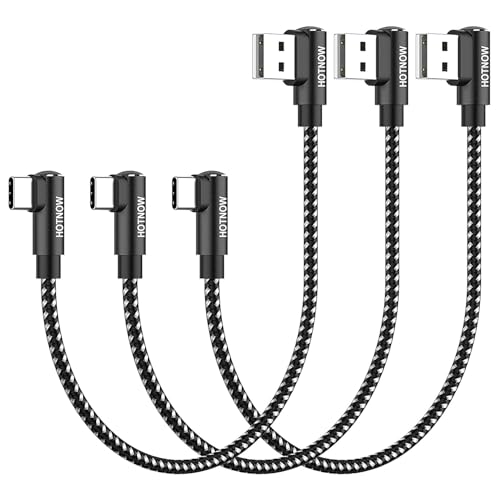USB to USB C Cable 90 Degree 1FT 3Pack, Short Right Angle USB C Cable - color: Black, size: 1FT
