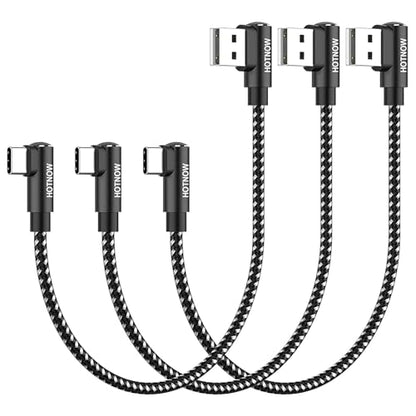 USB to USB C Cable 90 Degree 1FT 3Pack, Short Right Angle USB C Cable - color: Black, size: 1FT