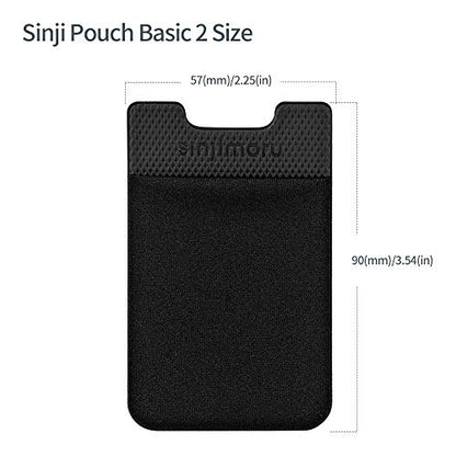 Sinjimoru Basic Cell Phone Wallet Stick on, Card Holder for Back of Phone Working as Adhesive Stretchy iPhone Wallet. Sinji Pouch Basic 2 Black - color: Black