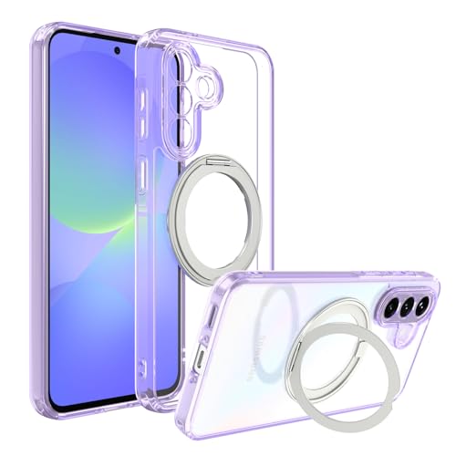 Case for Samsung Galaxy A37 5G Phone 2026 | Rotating Stand | Non-Yellowing Transparent Clear | Wireless Charging | Shockproof Protection (Purple) - color: Purple, size: A37