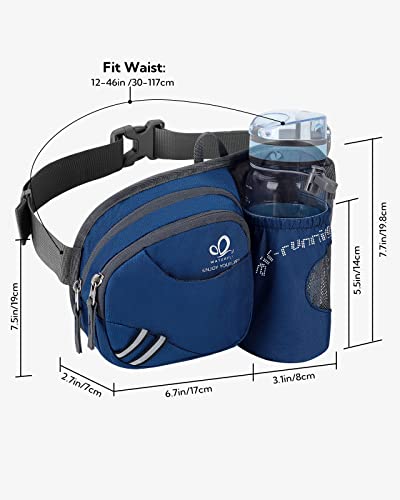WATERFLY Fanny Pack Waist Bag: Waist Pack for Women Men with Water Bottle Holder Hiking Fanny Pack for Running Walking DogWalking Travel Cycling - color: Sapphire Blue