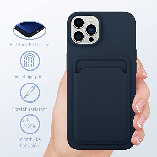 MZELQ Compatible with iPhone 14 Pro Max Case Card Holder -Blue | Wallet Cover,Camera Protection + Screen Protector Soft Card Slot Phone Case - color: Blue, size: iPhone 14 Pro Max