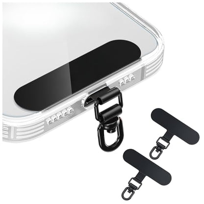 Minimalist 360° Rotatable Phone Tether Tabs (2-Pack) – Durable Stainless Steel with Protective Film to Prevent Scratches on Your Phone's Back, Black - color: 05 Stainless Steel - Black