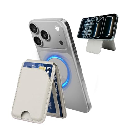 for MagSafe Wallet，Leather Magnetic Wallet for Phone with Adjustable Stand，5 Magnetic Credit Card Holder RFID Blocking for iPhone 17 16 15 14 13 12 Pro Max Air Series Cases (Grey) - color: Grey