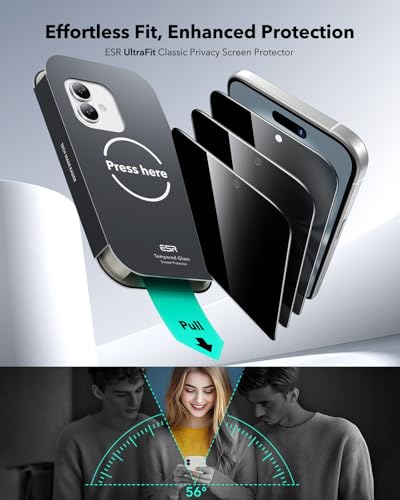 ESR 3 Pack for iPhone 16 Plus/15 Plus Privacy Screen Protector, Classic - size: iPhone 16 Plus/15 Plus 6.7 inch