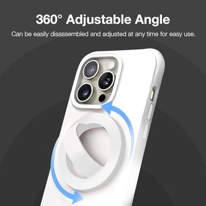 Magnetic Silicone Phone Grip | Super Strong Magnetic Design, 360° Rotation, Comfortable Grip, Compatible with iPhone 16/15/14/13/12 Series, Perfect for Selfies and Watching Videos（White） - color: White