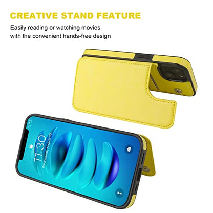 ONETOP for iPhone 14 Wallet Case with Credit Card Holder,Yellow - color: Yellow
