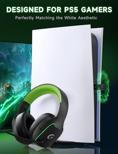 Gvyugke 2.4GHz Wireless Gaming Headsets for PS5, PS4, PC, Black Green - color: Black Green