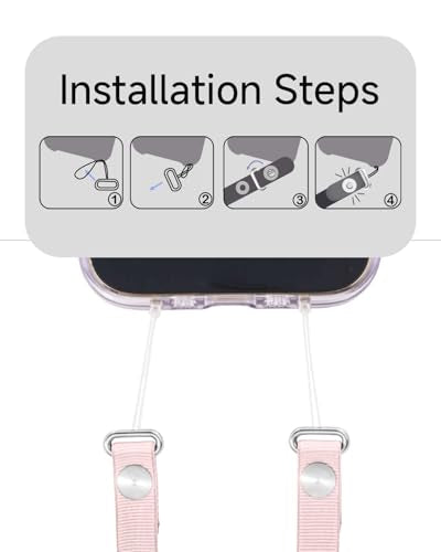 Crossbody Strap Compatible with iPhone 17/Air/Pro/Max Phone Cases & Other Device with Dual Lanyard Holes (Pink-Petite) - color: Pink-petite